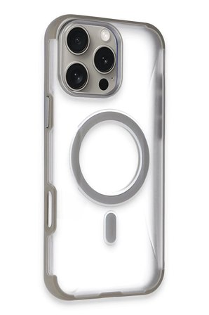 Fuchsia iPhone 16 Pro Max ile Uyumlu Hilton Kablosuz Şarj Özellikli Kapak - Titan Gri