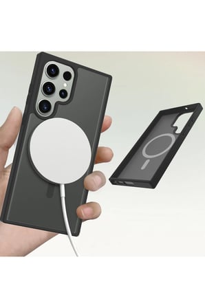 Fuchsia Samsung Galaxy S23 Ultra ile Uyumlu Jota Kablosuz Şarj Özellikli Kapak - Derin Mor