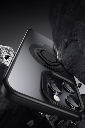 Fuchsia iPhone 16 Pro ile Uyumlu Avatar 360 Dönen Kablosuz Şarj Özellikli Kapak - Lacivert