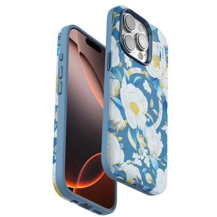 iPhone 15 Pro Max Flower Series Magsafe Kapak - Mavi
