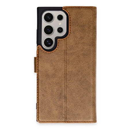 Newface Trend Plus Samsung Galaxy S24 Ultra Kapaklı Kılıf - Kahverengi