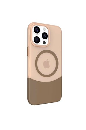 Fuchsia iPhone 15 Pro ile Uyumlu PC Suit Kablosuz Şarj Özellikli Kapak - Kahverengi