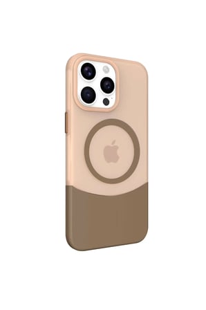 Fuchsia iPhone 15 Pro ile Uyumlu PC Suit Kablosuz Şarj Özellikli Kapak - Kahverengi