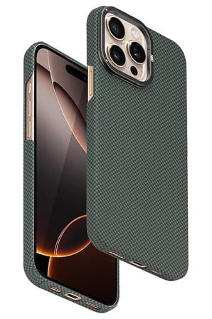 Fuchsia iPhone 15 Pro Max ile Uyumlu Blaze 1000D Kevlar Kablosuz Şarj Özellikli Kılıf - Yeşil