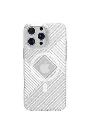 Fuchsia iPhone 16 Pro Max ile Uyumlu Stella PC Sert Kablosuz Şarj Özellikli Kılıf - Şeffaf