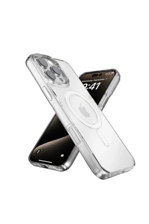 Fuchsia iPhone 16 Pro Max ile Uyumlu Gleam PC Sert Kablosuz Şarj Özellikli Kılıf - Şeffaf