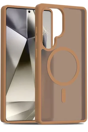 Fuchsia Samsung Galaxy S25 Ultra ile Uyumlu Jota Kablosuz Şarj Özellikli Kapak - Çöl Titanyum