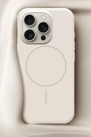 Fuchsia iPhone 15 Pro Max ile Uyumlu HBC-300 Beat Kablosuz Şarj Özellikli Kılıf - Beyaz