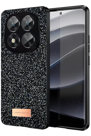 Onegif Xiaomi Redmi Note 14 Pro 5G Bright Simli Kapak - Siyah