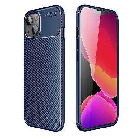 iPhone 14 / 13 Kılıf Focus Carbon Desen Silikon Arka Kapak