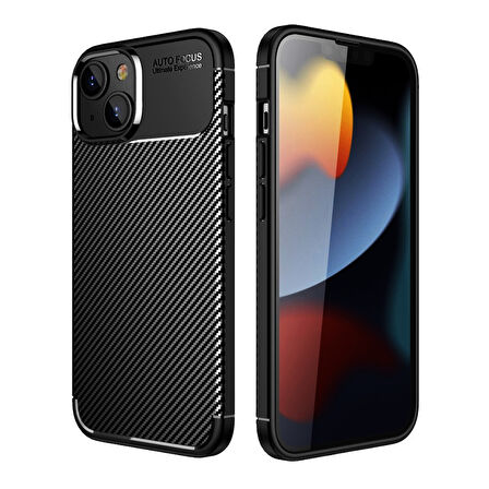 iPhone 14 / 13 Kılıf Focus Carbon Desen Silikon Arka Kapak
