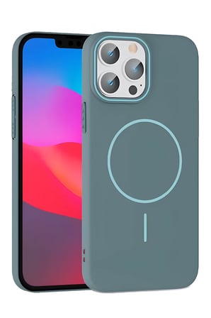 Fuchsia iPhone 15 Pro Max ile Uyumlu Broş Kablosuz Şarj Özellikli Kapak - Turkuaz
