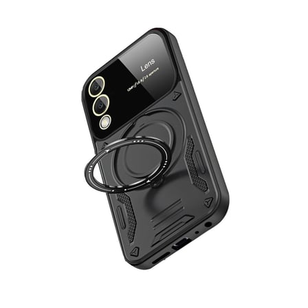 Samsung Galaxy S25 Edge Kılıf Joy Lens Standlı Kapak - Siyah