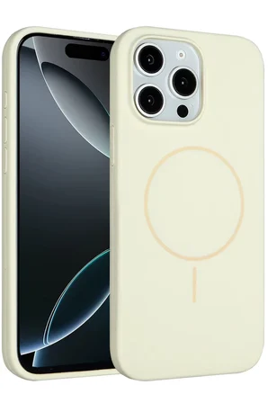 Fuchsia iPhone 15 Pro Max ile Uyumlu Kılıf Jully Kablosuz Şarj Özellikli Kapak - Bej