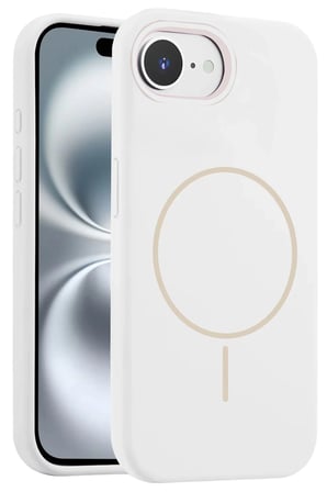 Fuchsia iPhone 16E ile Uyumlu Kılıf Jully Kablosuz Şarj Özellikli Kapak - Beyaz
