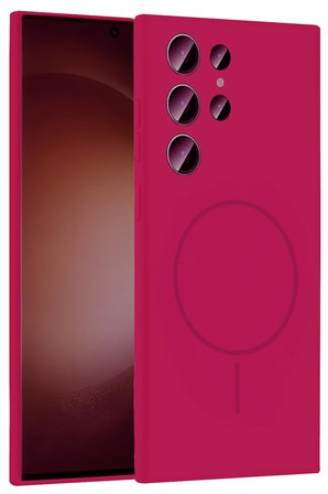 Fuchsia Samsung Galaxy S23 Ultra ile Uyumlu Kılıf Jully Kablosuz Şarj Özellikli Kapak - Fuşya