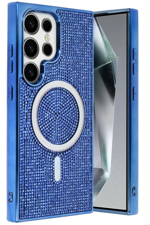 Fuchsia Samsung Galaxy S24 Ultra ile Uyumlu Helen Kablosuz Şarj Özellikli Kapak - Lacivert