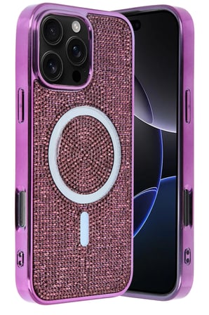 Fuchsia iPhone 16 Pro ile Uyumlu Helen Kablosuz Şarj Özellikli Kapak - Derin Mor