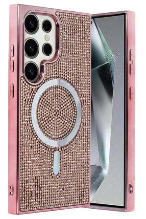 Fuchsia Samsung Galaxy S23 Ultra ile Uyumlu Helen Kablosuz Şarj Özellikli Kapak - Pembe