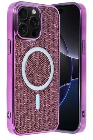 Fuchsia iPhone 15 Pro Max ile Uyumlu Helen Kablosuz Şarj Özellikli Kapak - Derin Mor