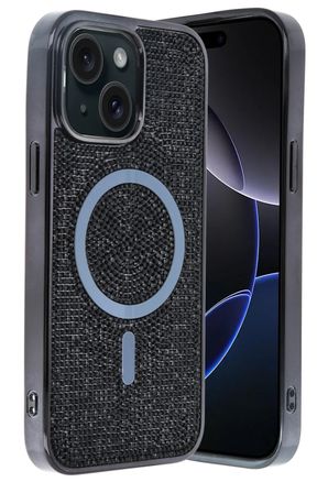 Fuchsia iPhone 14 ile Uyumlu Helen Kablosuz Şarj Özellikli Kapak - Siyah