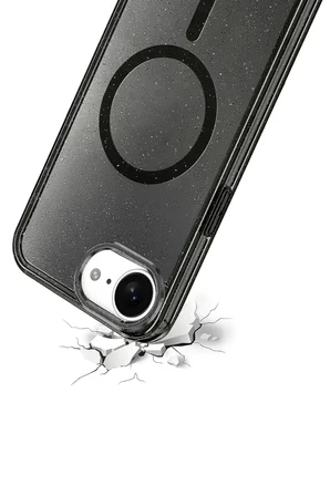 Fuchsia iPhone 16E ile Uyumlu Star Kablosuz Şarj Özellikli Kapak - Siyah