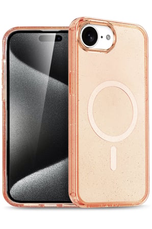 Fuchsia iPhone 16E ile Uyumlu Star Kablosuz Şarj Özellikli Kapak - Turuncu