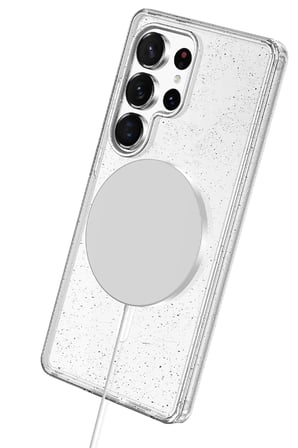 Fuchsia Samsung Galaxy S25 Ultra ile Uyumlu Star Kablosuz Şarj Özellikli Kapak - Şeffaf