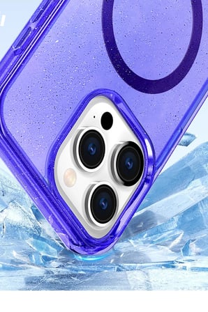 Fuchsia iPhone 16 Pro Max ile Uyumlu Star Kablosuz Şarj Özellikli Kapak - Mor