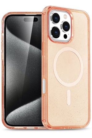 Fuchsia iPhone 16 Pro Max ile Uyumlu Star Kablosuz Şarj Özellikli Kapak - Turuncu