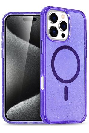 Fuchsia iPhone 16 Pro ile Uyumlu Star Kablosuz Şarj Özellikli Kapak - Mor