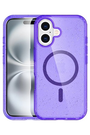 Fuchsia iPhone 16 ile Uyumlu Star Kablosuz Şarj Özellikli Kapak - Mor