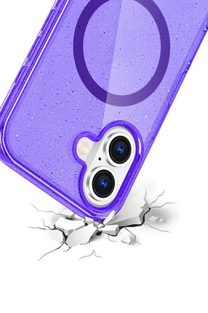 Fuchsia iPhone 16 ile Uyumlu Star Kablosuz Şarj Özellikli Kapak - Mor