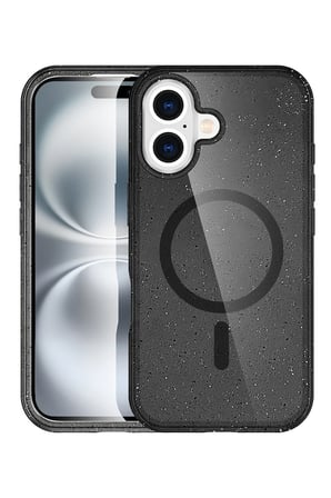 Fuchsia iPhone 16 ile Uyumlu Star Kablosuz Şarj Özellikli Kapak - Siyah