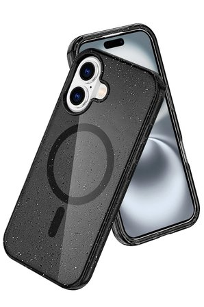 Fuchsia iPhone 16 ile Uyumlu Star Kablosuz Şarj Özellikli Kapak - Siyah