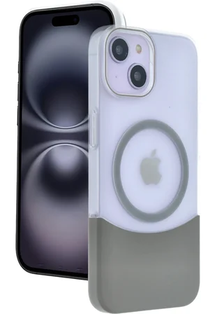 Fuchsia iPhone 15 ile Uyumlu Velar Kablosuz Şarj Özellikli Kapak - Natural Grey