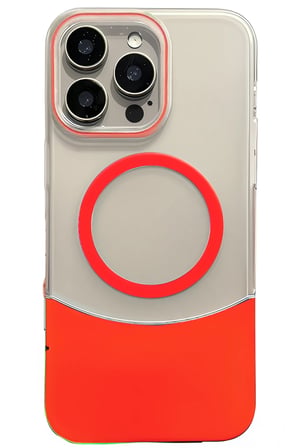 Fuchsia iPhone 16 Pro ile Uyumlu Velar Kablosuz Şarj Özellikli Kapak - Kırmızı