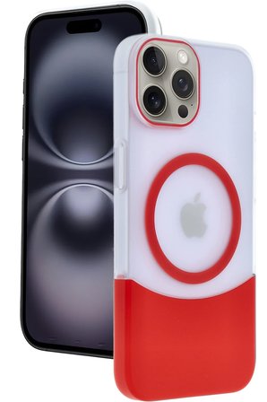 Fuchsia iPhone 15 Pro Max ile Uyumlu Velar Kablosuz Şarj Özellikli Kapak - Kırmızı