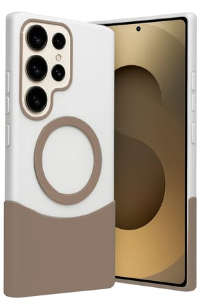 Fuchsia Samsung Galaxy S23 Ultra ile Uyumlu Velar Kablosuz Şarj Özellikli Kapak - Çöl Titanyum