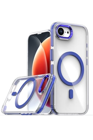Fuchsia iPhone 16E ile Uyumlu Bella Kablosuz Şarj Özellikli Kapak - Mavi