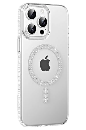 Fuchsia iPhone 15 Pro ile Uyumlu Move Taşlı Kablosuz Şarj Özellikli Kapak - Natural Grey