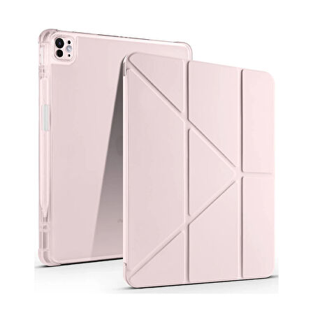 Newface Mars iPad Air 13 (2024) Kalemlikli Tablet Kılıfı - Rose Gold