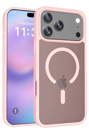 Fuchsia iPhone 17 Pro ile Uyumlu Jota Kablosuz Şarj Özellikli Kapak - Pudra