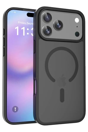 Fuchsia iPhone 17 Pro ile Uyumlu Jota Kablosuz Şarj Özellikli Kapak - Siyah