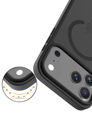 Fuchsia iPhone 17 Pro ile Uyumlu Jota Kablosuz Şarj Özellikli Kapak - Siyah