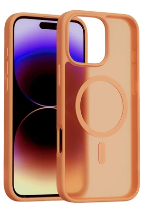 Fuchsia iPhone 16 Pro ile Uyumlu Jota Kablosuz Şarj Özellikli Kapak - Turuncu
