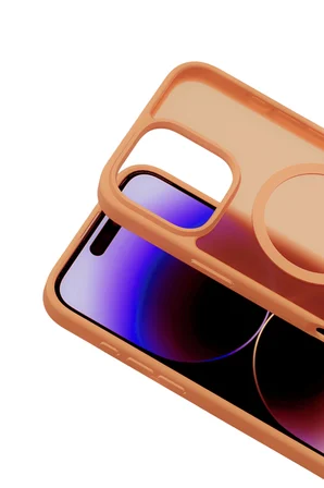 Fuchsia iPhone 16 Pro ile Uyumlu Jota Kablosuz Şarj Özellikli Kapak - Turuncu