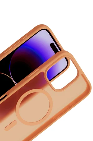 Fuchsia iPhone 16 Pro ile Uyumlu Jota Kablosuz Şarj Özellikli Kapak - Turuncu