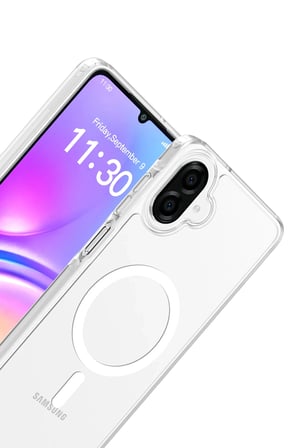 Fuchsia Samsung Galaxy A07 ile Uyumlu Jota Kablosuz Şarj Özellikli Kapak - Şeffaf