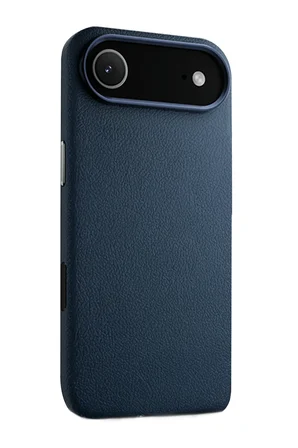 Fuchsia iPhone 17 Air ile Uyumlu Wonder Deri Kablosuz Şarj Özellikli Kapak - Lacivert